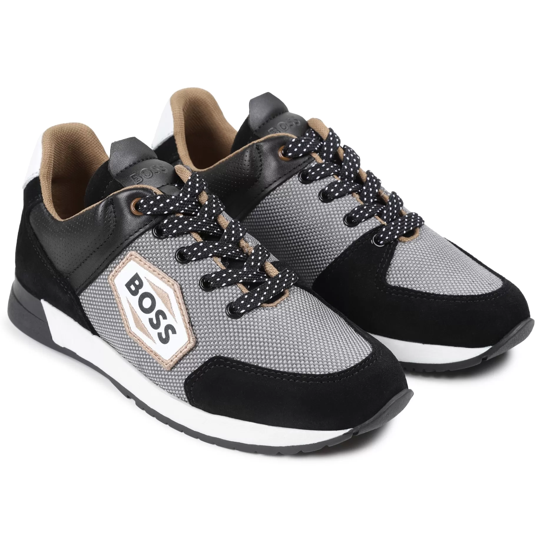 Bi-Material Lace-Up Trainers^BOSS Discount