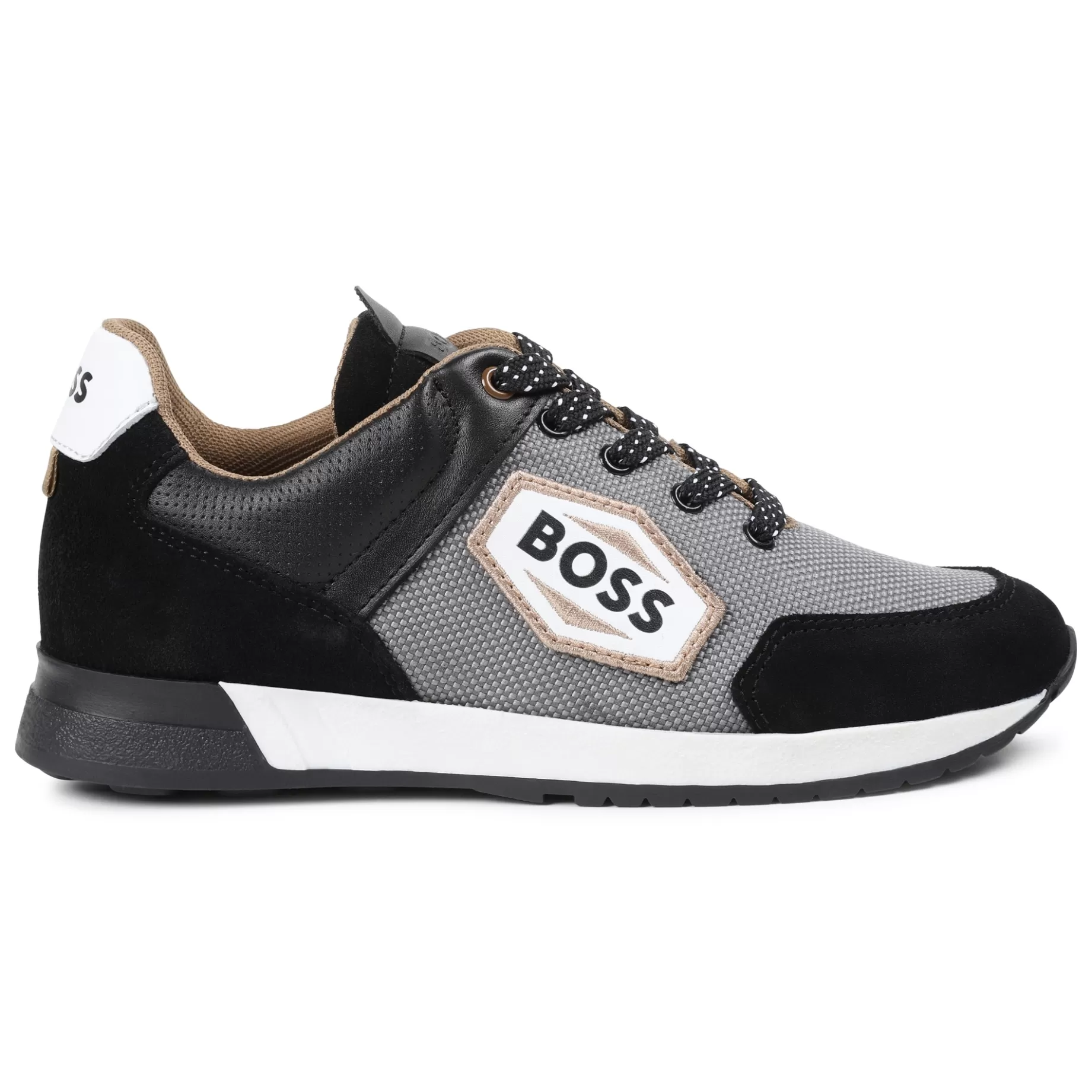 Bi-Material Lace-Up Trainers^BOSS Discount