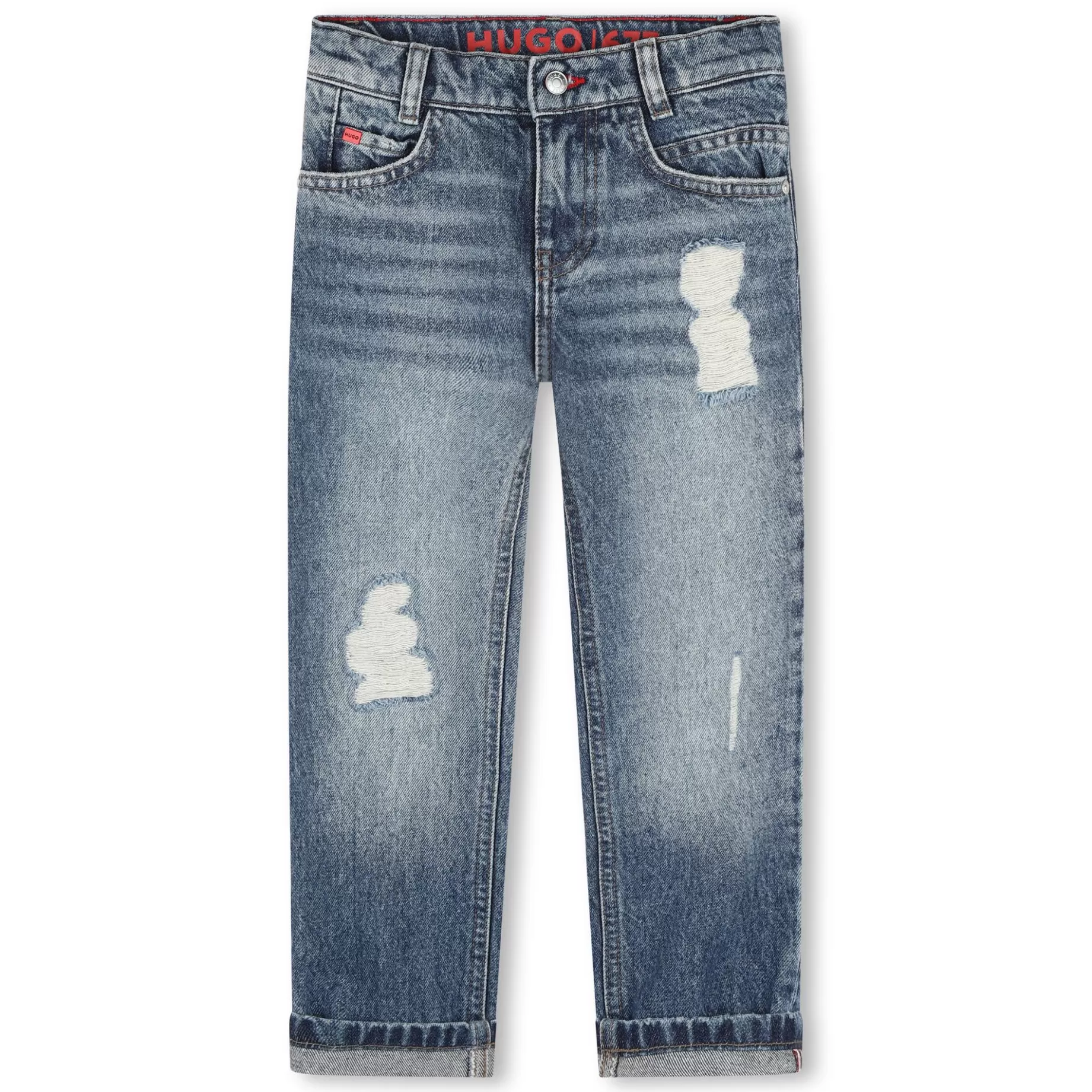 Distressed Straight Jeans^HUGO Sale