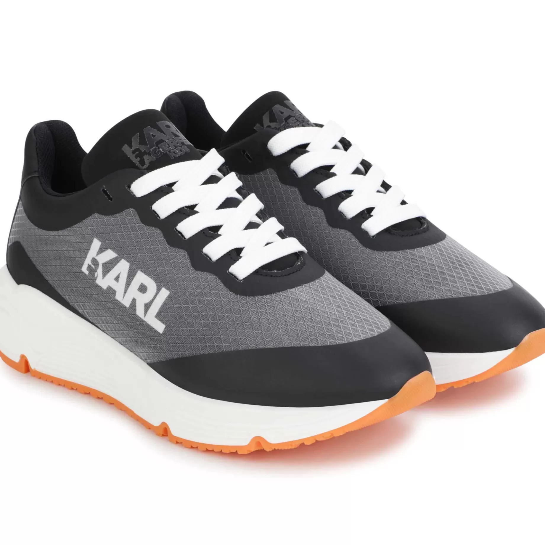 Dual-Fabric Lace-Up Trainers^KARL LAGERFELD KIDS Shop