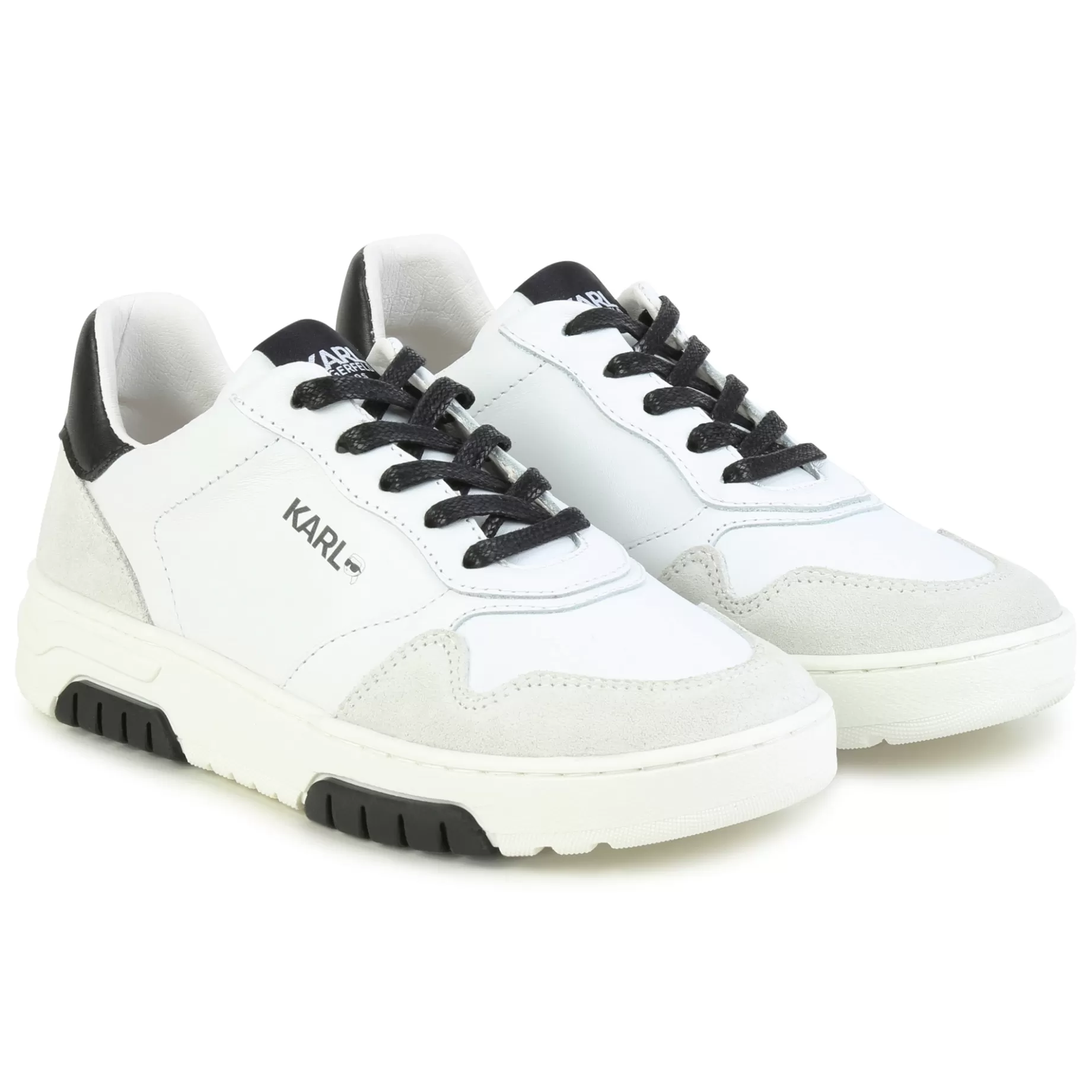 Lace-Up Leather Trainers^KARL LAGERFELD KIDS Best Sale