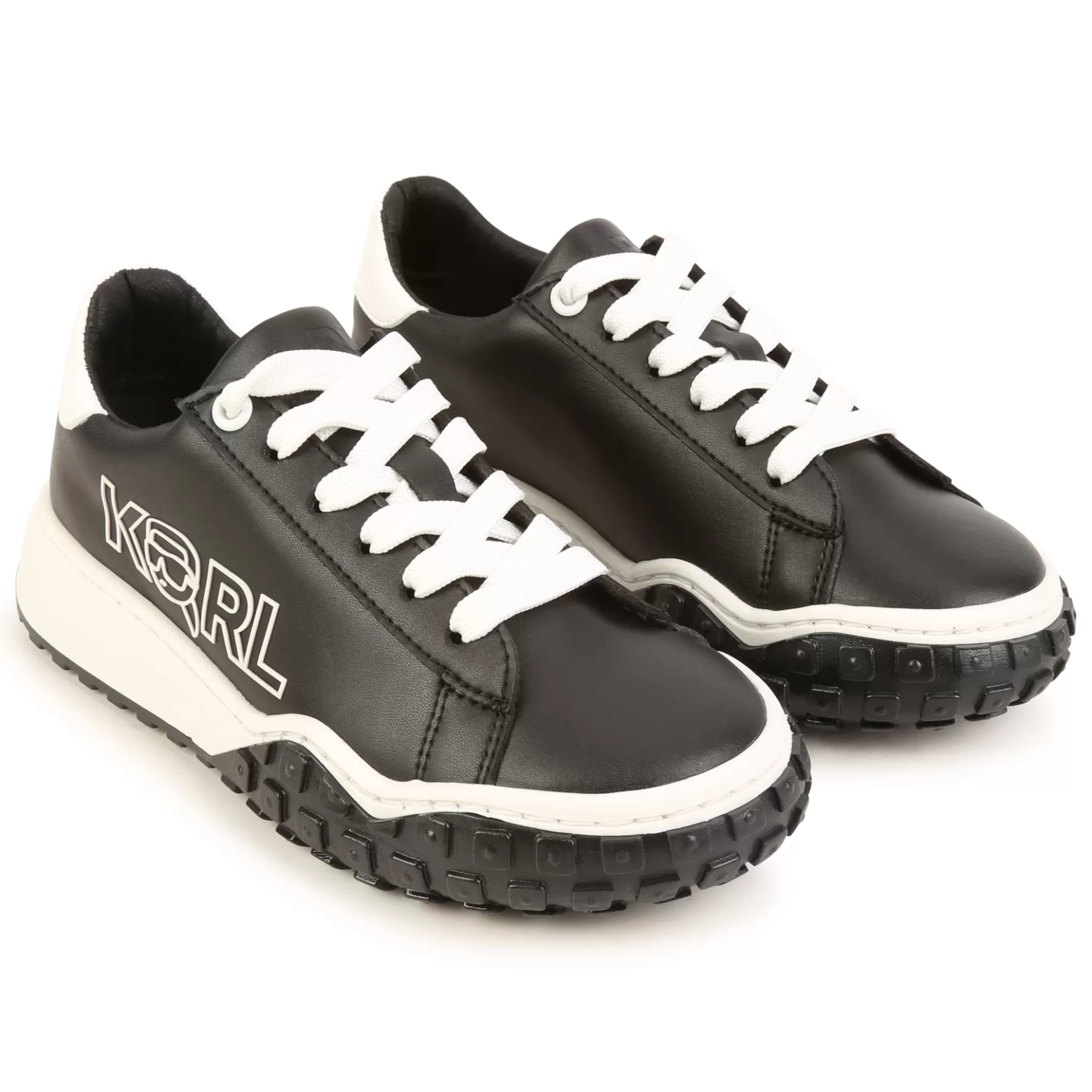 Leather Lace-Up Trainers^KARL LAGERFELD KIDS Cheap