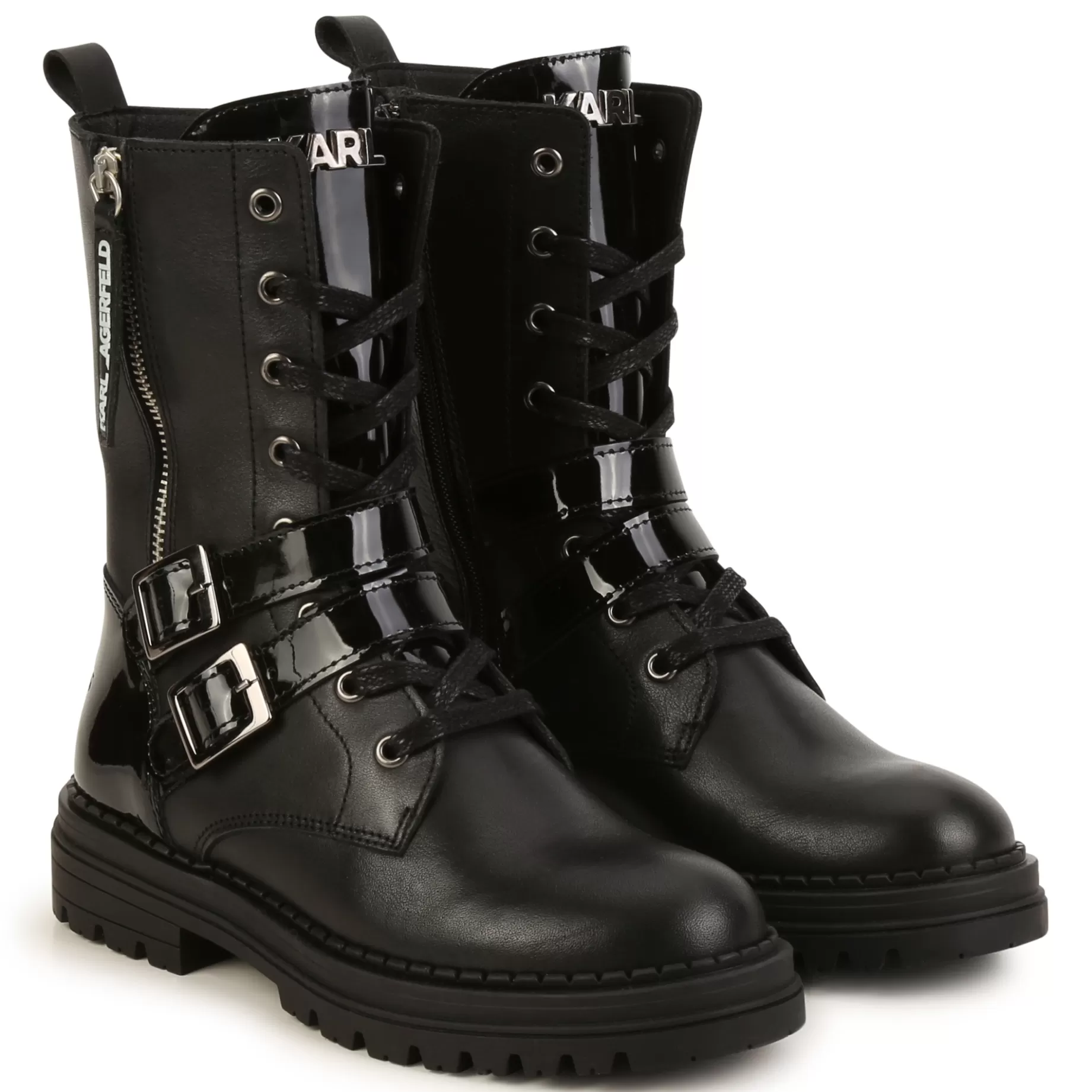 Zip-Up Leather Ankle Boots^KARL LAGERFELD KIDS Fashion